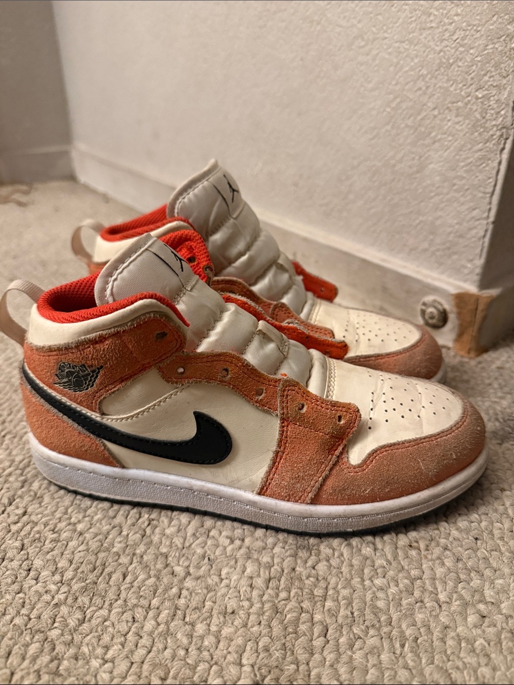 Nike Kids High-Top Sneakers in Orange, White & Black